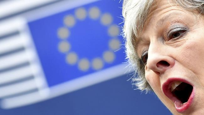 British Prime Minister Theresa May arrives for an EU summit in Brussels. Pic: AP