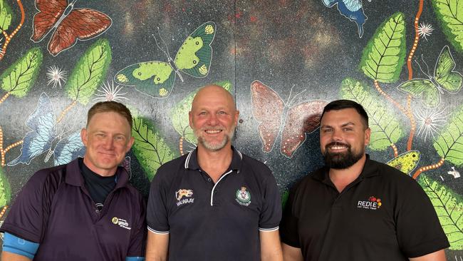 Youth Off the Streets case worker Mark Davies, Orana Mid-Western Police District senior constable Ian Burns and Regional Enterprise Development Institute community engagement officer Mark Prince. Photo: Tijana Birdjan.