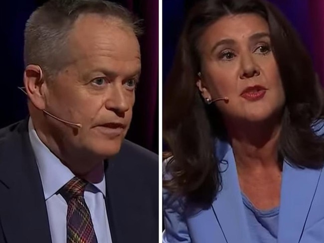 Bill Shorten and Jane Hume on Q+A. Picture: Supplied/ABC