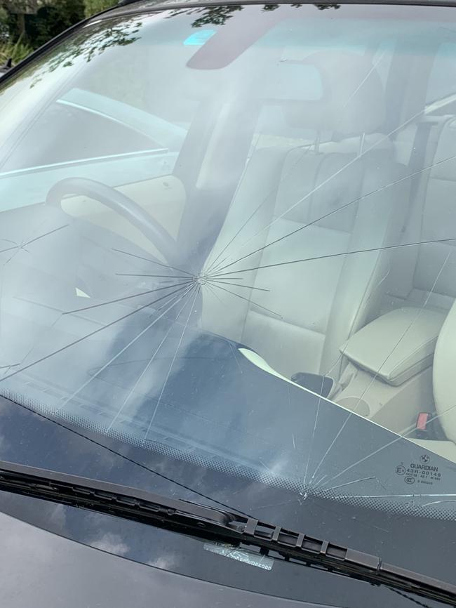 The hail damaged cars in the area.