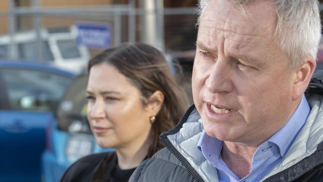 Executive Director of the Property Council Rebecca Ellston and Premier Jeremy Rockliff at the In The Hanging Garden precinct. Picture: Chris Kidd