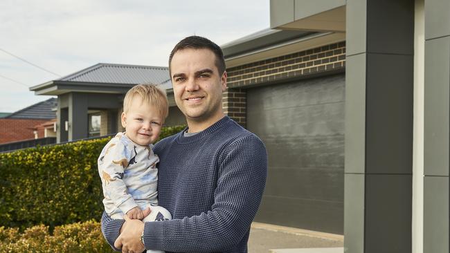 Theodore Christou, 1, with his dad, James Christou at home in Findon, the state’s top-performing suburb according to the latest Valuer-General’s figures. Picture: MATT LOXTON