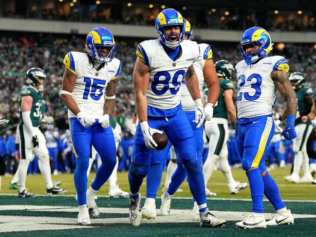 Tyler Higbee of the Los Angeles Rams reacts after scoring a touchdown. Picture: Getty