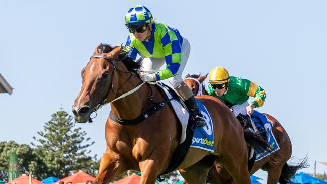 Prairie Flower cruises to an easy win in the Durbridge Stakes at Morphettville. Picture: Makoto Kaneko