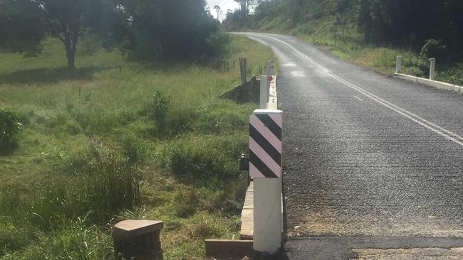 Lynette Tompkins was forced to swerve off the Greens Creek bridge when an approaching car took up both lanes. . Picture: Contributed