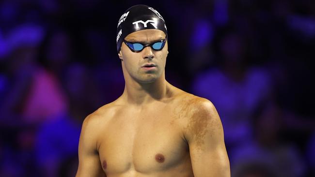 OMAHA, NEBRASKA - JUNE 19: Michael Andrew of the United States competes in a semifinal heat for the Men's 50m freestyle during Day Seven of the 2021 U.S. Olympic Team Swimming Trials at CHI Health Center on June 19, 2021 in Omaha, Nebraska. (Photo by Al Bello/Getty Images)