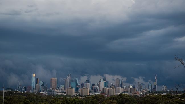 A storm front passes over Melbourne earlier this year. Picture: Jake Nowakowski