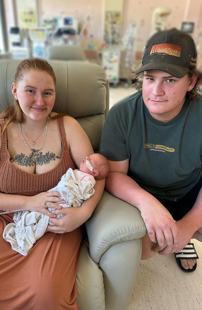 Proud parents Faith and Patrick with baby Claire. Picture: North West Hospital and Health Service