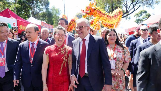 Prime Minister Anthony Albanese is in Melbourne at the Asian Business Association of Whitehorse Lunar New Year Festival &amp; Parade. Picture: NewsWire / Luis Enrique Ascui