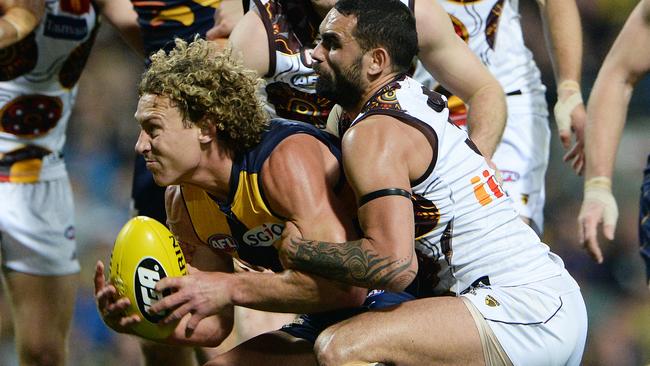 The Eagles, led by Matt Priddis in the midfield, were too good on the night. Picture: Daniel Wilkins
