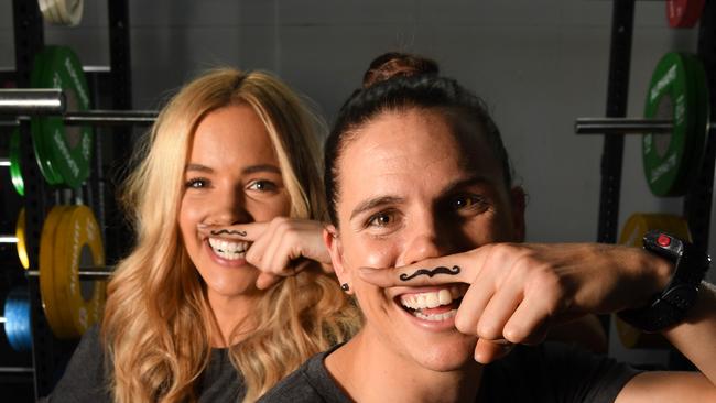 Miss World Australia Olivia Rogers and Adelaide Crows co-captain Chelsea Randall have signed on as ambassadors for this year’s Movember MOVE campaign. Picture: Tricia Watkinson