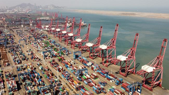 A Chinese port. Exports helped lift China’s economic growth to record rate. Picture: AFP