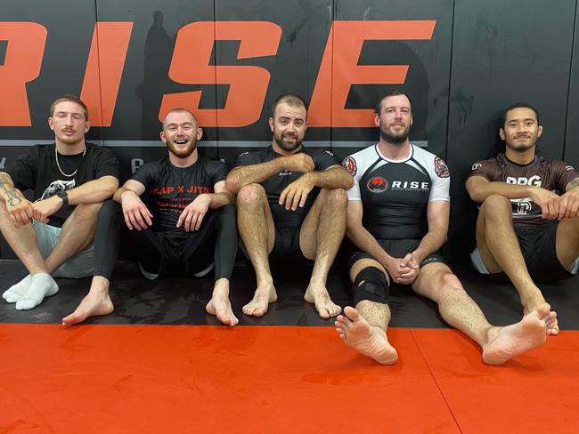 Sean Tighe (second from left) ahead of his first professional fight.