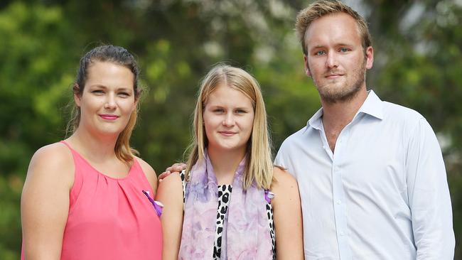 Karla McMaster, Melia Burrows and Jayden Burrows are the three children of Rodney and Mary Burrows who are celebrating their parents' lives on the twelve month anniversary of MH370's disappearance. Pics Tara Croser.