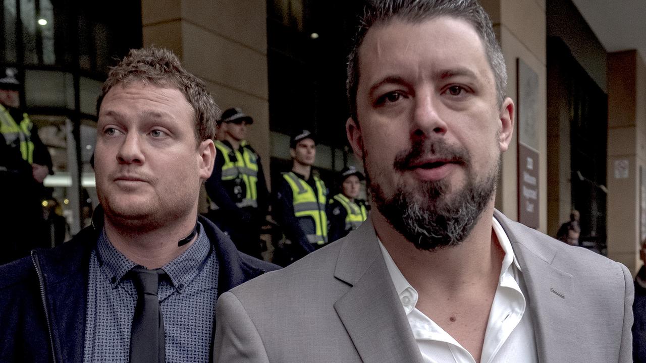 Far-right activist Neil Erikson leaves the Melbourne Magistrates Court in 2018. Picture: AAP Image/ Luis Ascui