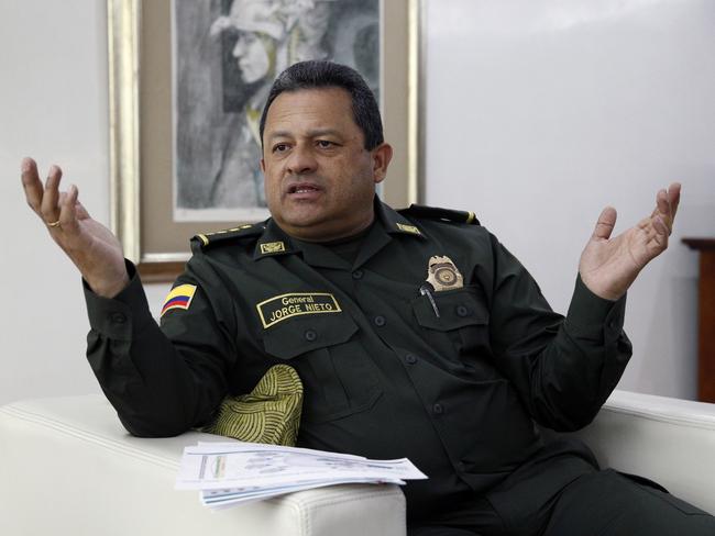 General Jorge Hernando Nieto, Colombia's National Police director during an interview with News Corp Australia's correspondent Charles Miranda, at Police Headquarters in Bogota Colombia. Picture: Gary Ramage