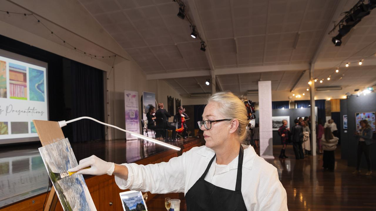 Live painting by artist Leisl Baker at the opening of Fairholme Open Art Prize FACETS exhibition, Friday, May 10, 2024. Picture: Kevin Farmer