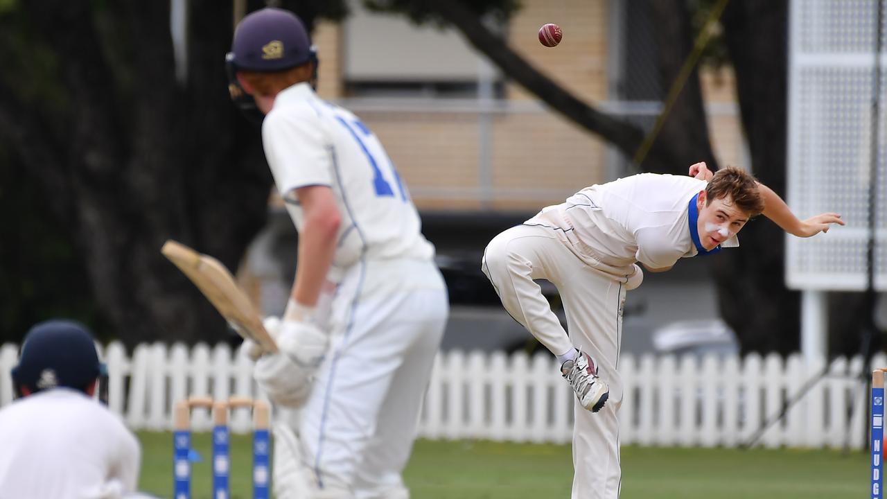 Nudgee College bowler Carter Corless. Picture, John Gass.