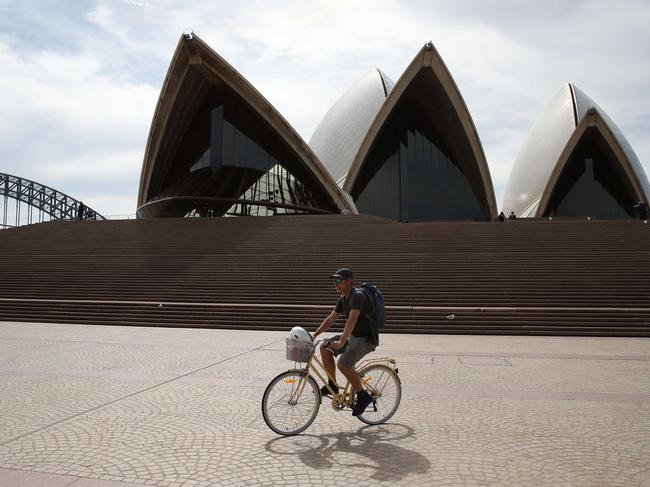 Areas around Circular Quay and the Sydney Opera House were deserted during the Easter long weekend. Picture: David Swift