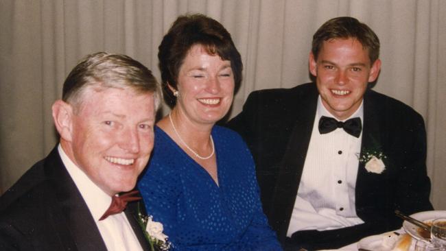 Happy family. David with his parents Stephen and Karen in 1996.