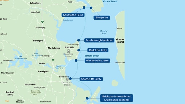 City of Moreton Bay Bay Cats proposed stops. Picture: City of Moreton Bay Council