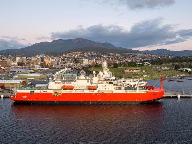 The RSV Nuyina in Hobart for maintenance work. Picture: City of Hobart