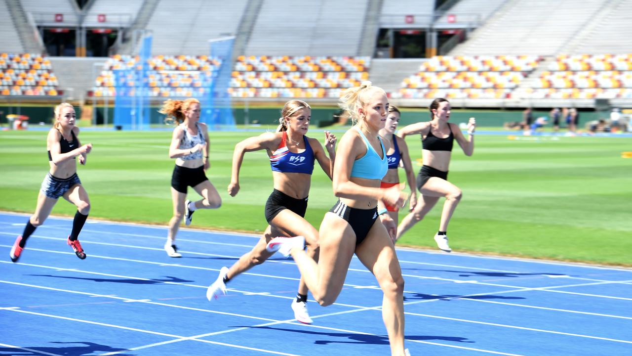 Womens 100m Queensland athletic state titles. Saturday March 13, 2021. Picture, John Gass