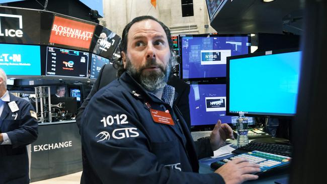 Traders work on the floor of the New York Stock Exchange. Picture: Spencer Platt/Getty Images/AFP