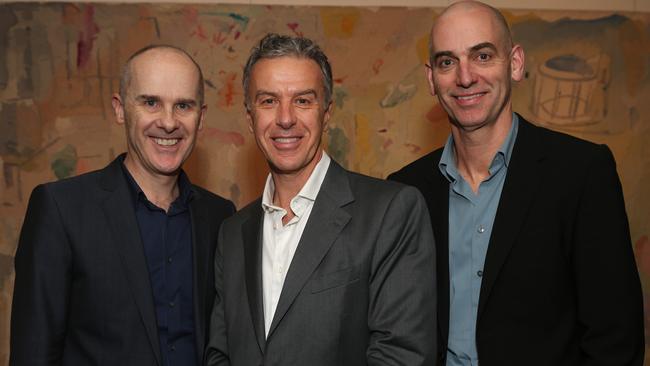 Long-time friends and collaborators Rob Sitch, Santo Cilauro and Tom Gleisner. Picture: Julie Kiriacoudis