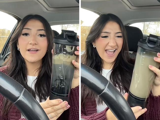 Say goodbye to clumpy shakes with this "versatile" electric shaker. Picture: TikTok/@jme.fitness