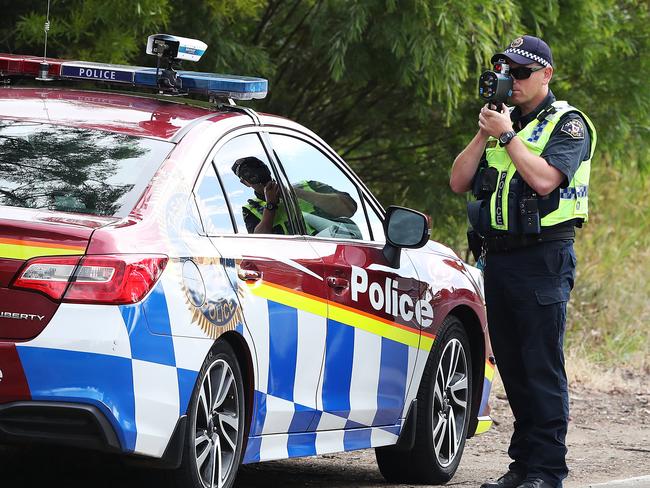 Tasmania Police conduct speed checks on the Southern Outlet coming into Hobart.  Picture: NIKKI DAVIS-JONES