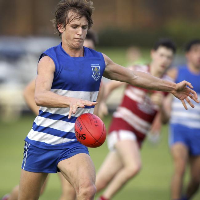 Rising star Lachie De Cesare in action for St Peter’s against PAC in last year’s intercol fixture. Picture: Dean Martin