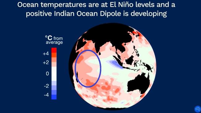 Right now, warmer waters have indeed moved towards Africa. Picture: BOM