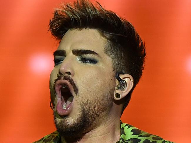 Adam Lambert of Queen performs during the Fire Fight Australia bushfire relief concert at ANZ Stadium in Sydney, Sunday, February 16, 2020. (AAP Image/Joel Carrett) NO ARCHIVING