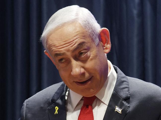 Israeli Prime Minster Benjamin Netanyahu speaks at the reopening ceremony of the Paraguayan embassy in Jerusalem in the presence of Paraguay's president, on December 12, 2024. Paraguay had already moved the diplomatic mission in 2018 under President Horacio Cartes but the decision was later overturned by  Mario Abdo Benitez when he became president until 2023. (Photo by GIL COHEN-MAGEN / AFP)