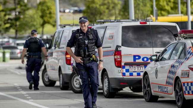 Police conducting Operation Romeo Luminous at Helensvale station today. Picture: Jerad Williams