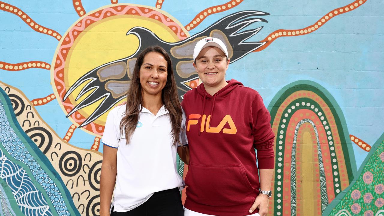 Ash Barty poses during the National Indigenous Tennis Carnival Launch District Park Tennis at on April 06, 2023 in Newcastle, Australia. (Photo by Matt King/Getty Images for Tennis Australia)