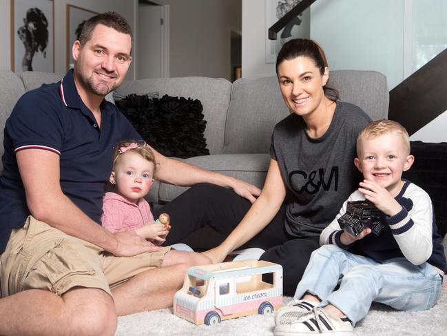 Brad Clucas, his wife Kristy and their children Hudson, 4, and Taylor 20-months. Picture: Sarah Matray