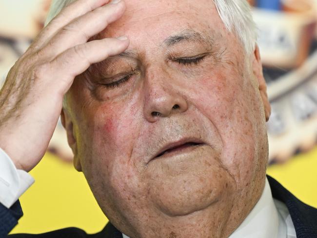 CANBERRA, AUSTRALIA  - NewsWire Photos - February 19, 2025: Chairman of Trumpet of Patriots, Clive Palmer holds a press conference at Parliament House in Canberra. Picture: NewsWire / Martin Ollman