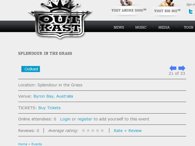 The Events section of Outkast’s website was recently updated to include their Splendour appearance.