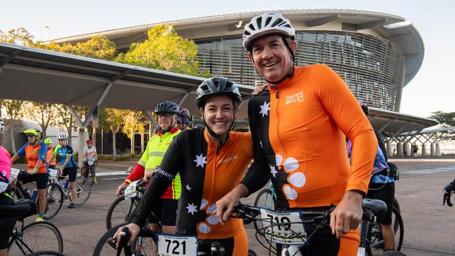 Lia Finocchiaro and Gerard Maley at the Top End Gran Fondo 2024. Picture: Pema Tamang Pakhrin