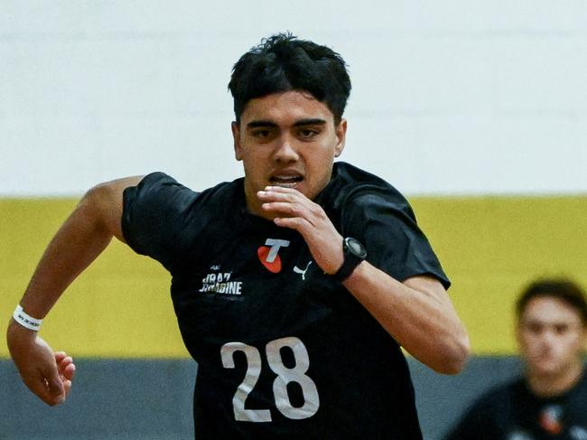 ADELAIDE, AUSTRALIA - OCTOBER 12: Rome Burgoyne of Woodville-West Torrens, South Australia during the boys sprint speed test during South Australia's 2024 AFL State Draft Combine  at Nazareth College on October 12, 2024 in Adelaide, Australia. (Photo by Mark Brake/AFL Photos/via Getty Images)