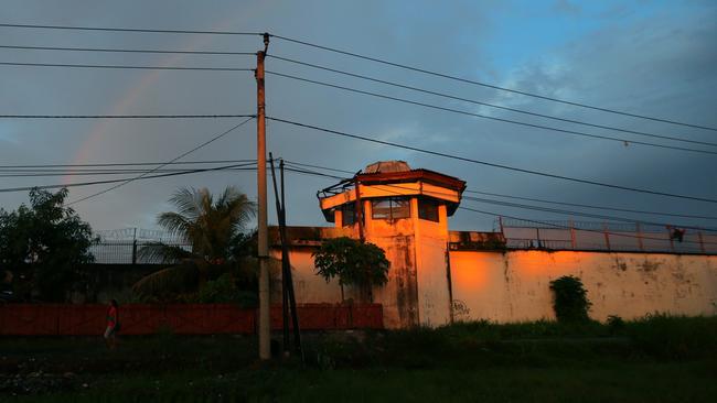 A rainbow shines down upon Kerobokan prison. Picture: Adam Taylor