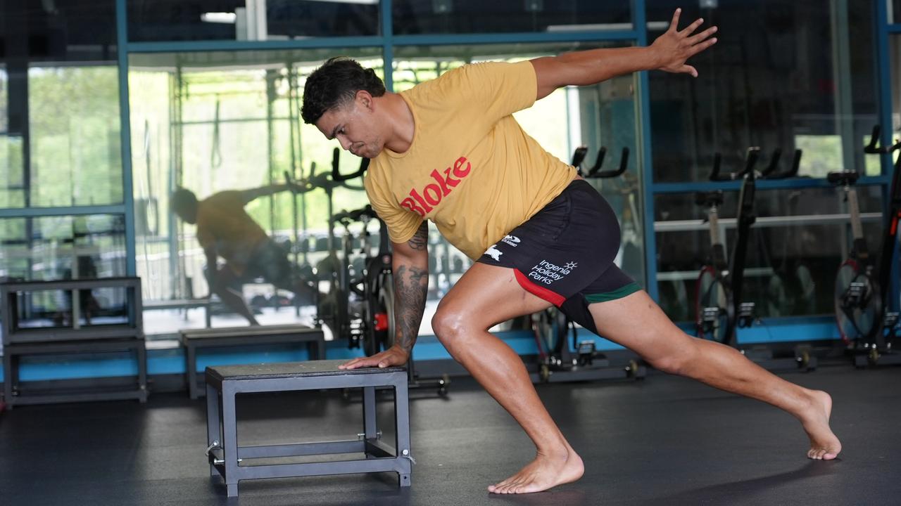 Latrell Mitchell impressed US training guru Bill Knowles with his athelticism and dedication. Picture: Sunny Brar/South Sydney Rabbitohs