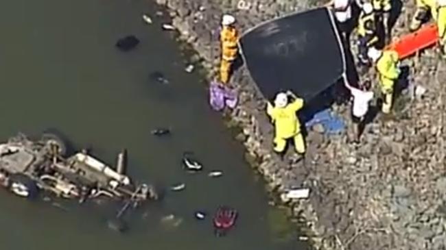 The horrific scene at Wyaralong Dam. Picture: Channel 9