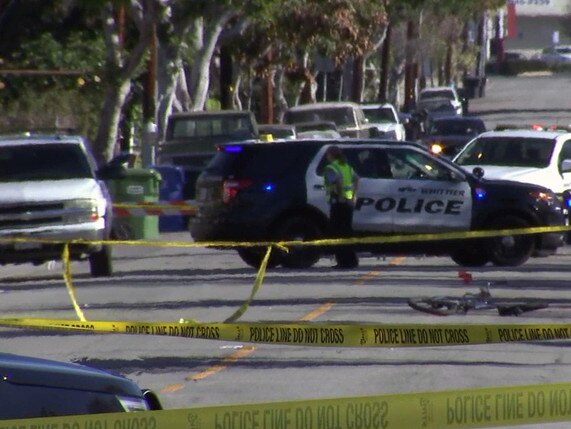 The crash site in Los Angeles where cyclist Agustin Rodriguez Jr died in January 2017. Picture: KABC