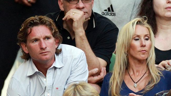 James Hird with wife Tania at the Australian Open.