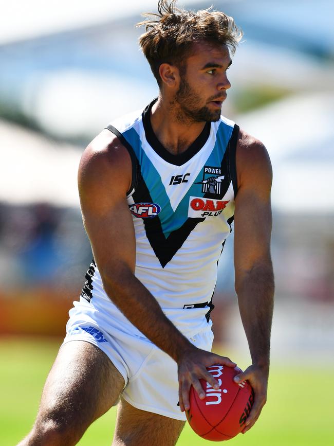 Port Adelaide has put injured Jake Patmore on its long-term injury list. Picture: MARK BRAKE (AAP).