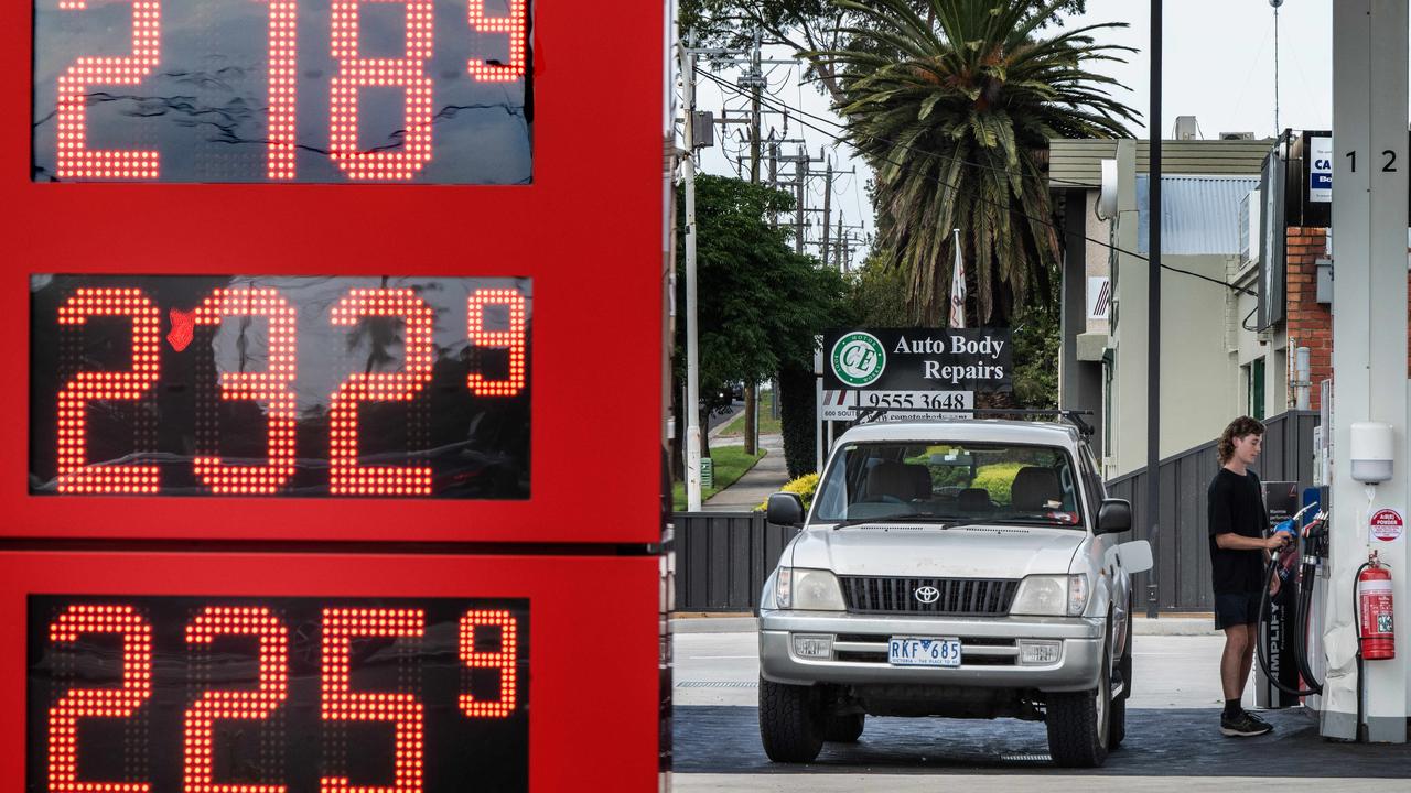 Oliver Doyle paid $105.00 to fill his car with only 3/4 of a tank at the AMPOL station on the corner of South Rd and Chesterville Road in Moorabbin. Picture: Tony Gough