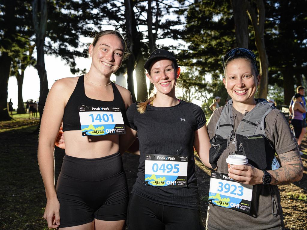 At Peak2Park are (from left) Georgia Harle, Madeleine Lillie and Rachel Campbell, Sunday, March 2, 2025. Picture: Kevin Farmer